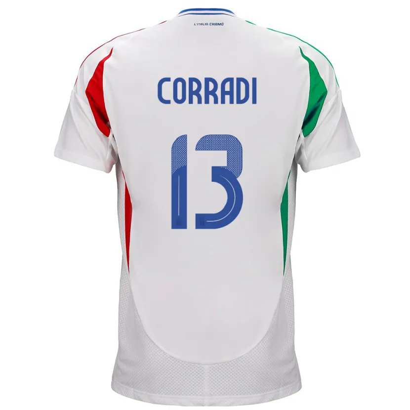 Danxen Enfant Maillot Italie Christian Corradi #13 Blanc Tenues Extérieur 24-26 T-Shirt