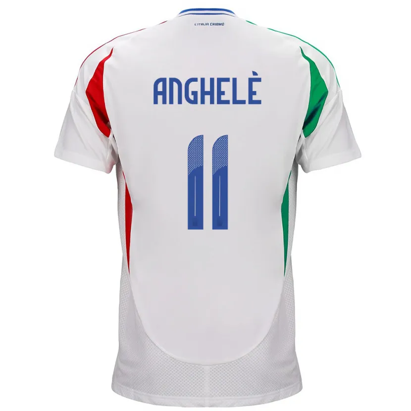 Danxen Enfant Maillot Italie Lorenzo Anghelè #11 Blanc Tenues Extérieur 24-26 T-Shirt
