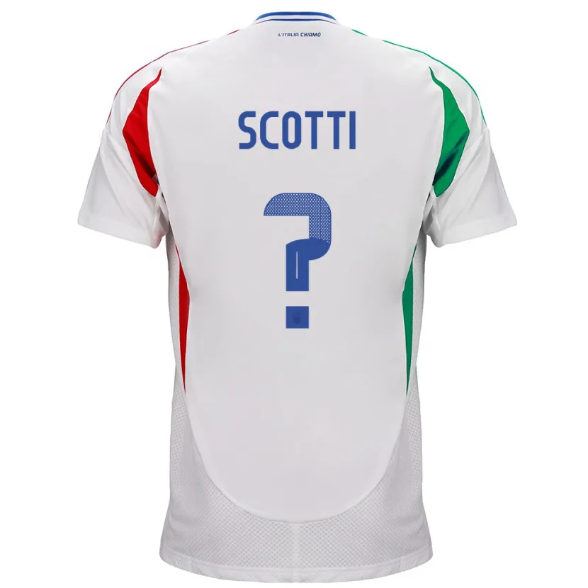 Danxen Enfant Maillot Italie Filippo Scotti #0 Blanc Tenues Extérieur 24-26 T-Shirt