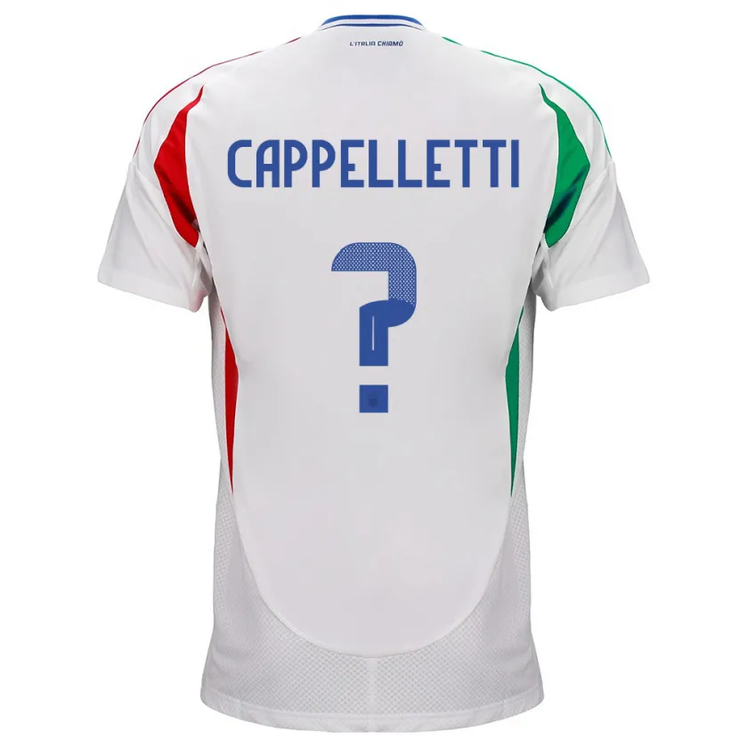 Danxen Enfant Maillot Italie Mattia Cappelletti #0 Blanc Tenues Extérieur 24-26 T-Shirt