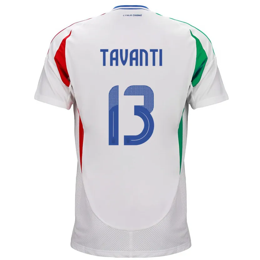 Danxen Enfant Maillot Italie Samuele Tavanti #13 Blanc Tenues Extérieur 24-26 T-Shirt