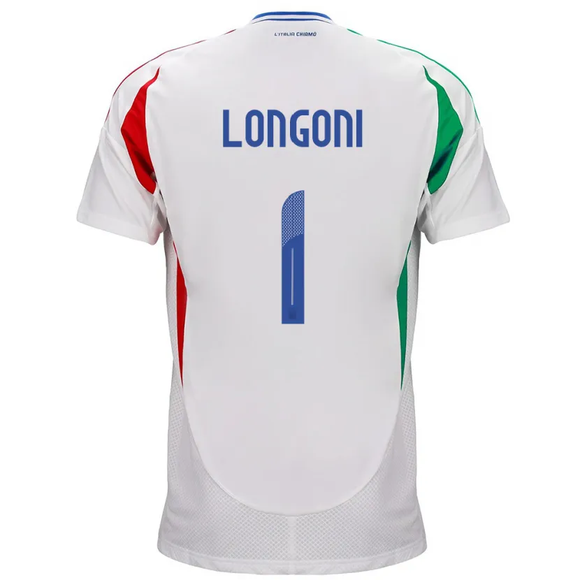 Danxen Enfant Maillot Italie Alessandro Longoni #1 Blanc Tenues Extérieur 24-26 T-Shirt