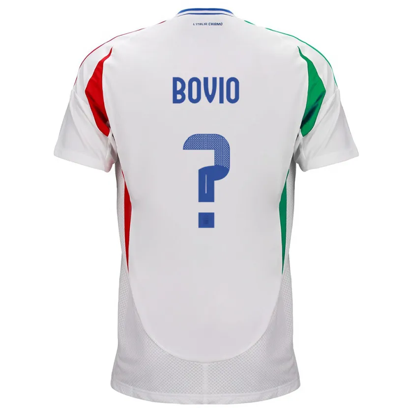 Danxen Enfant Maillot Italie Leonardo Bovio #0 Blanc Tenues Extérieur 24-26 T-Shirt