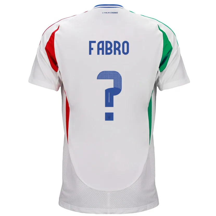 Danxen Enfant Maillot Italie Jacopo Del Fabro #0 Blanc Tenues Extérieur 24-26 T-Shirt