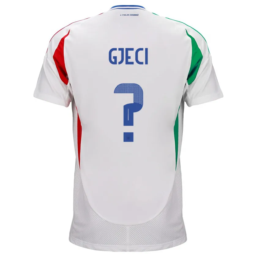 Danxen Enfant Maillot Italie Delis Gjeci #0 Blanc Tenues Extérieur 24-26 T-Shirt