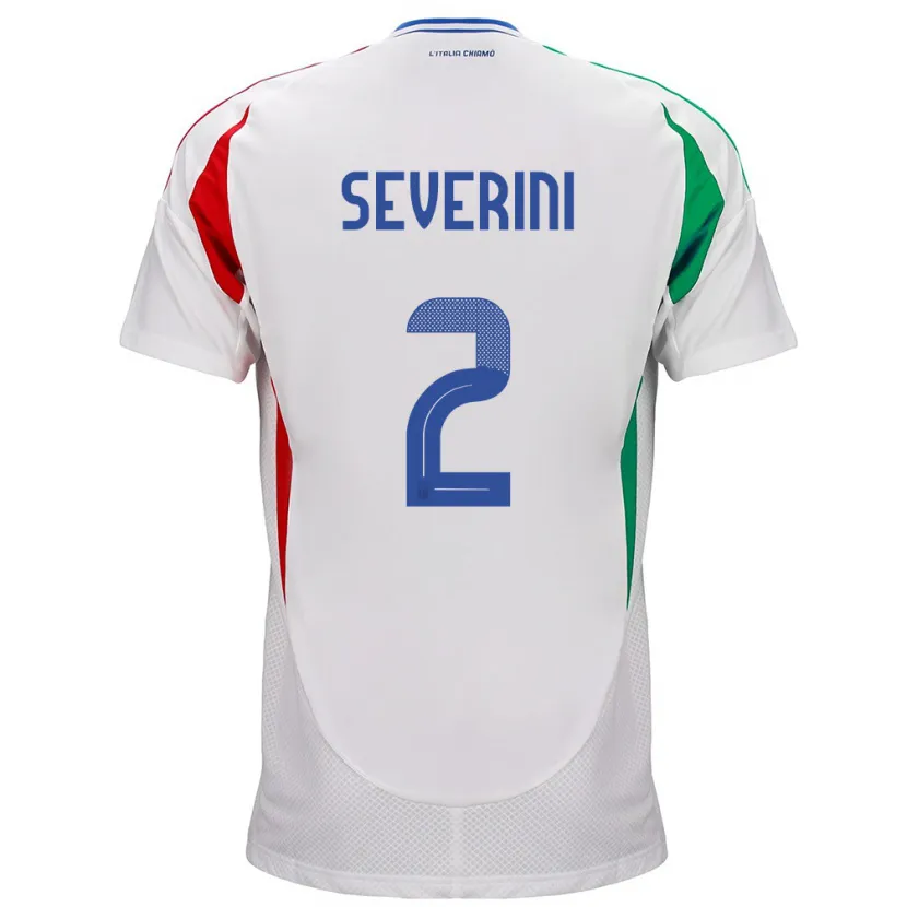 Danxen Enfant Maillot Italie Emma Severini #2 Blanc Tenues Extérieur 24-26 T-Shirt