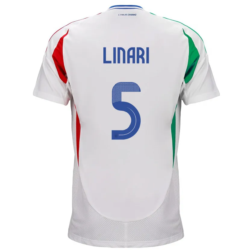 Danxen Enfant Maillot Italie Elena Linari #5 Blanc Tenues Extérieur 24-26 T-Shirt
