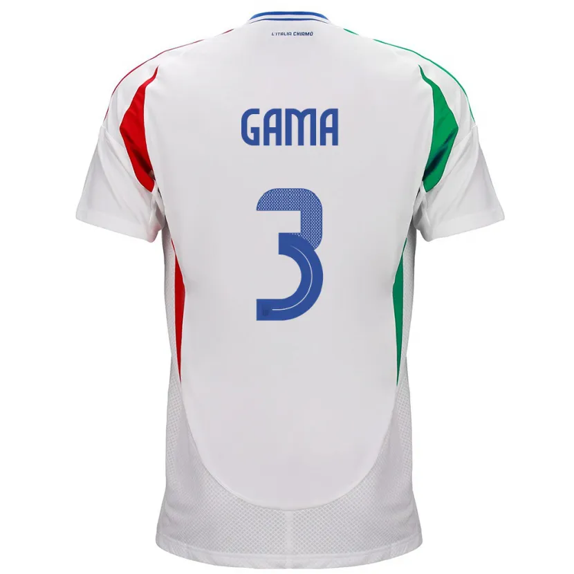 Danxen Enfant Maillot Italie Sara Gama #3 Blanc Tenues Extérieur 24-26 T-Shirt