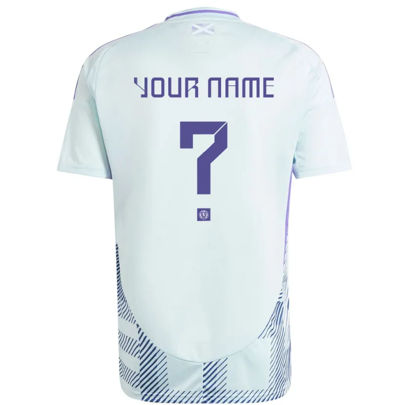 Danxen Enfant Maillot Écosse Votre Nom #0 Bleu Menthe Clair Tenues Extérieur 24-26 T-Shirt