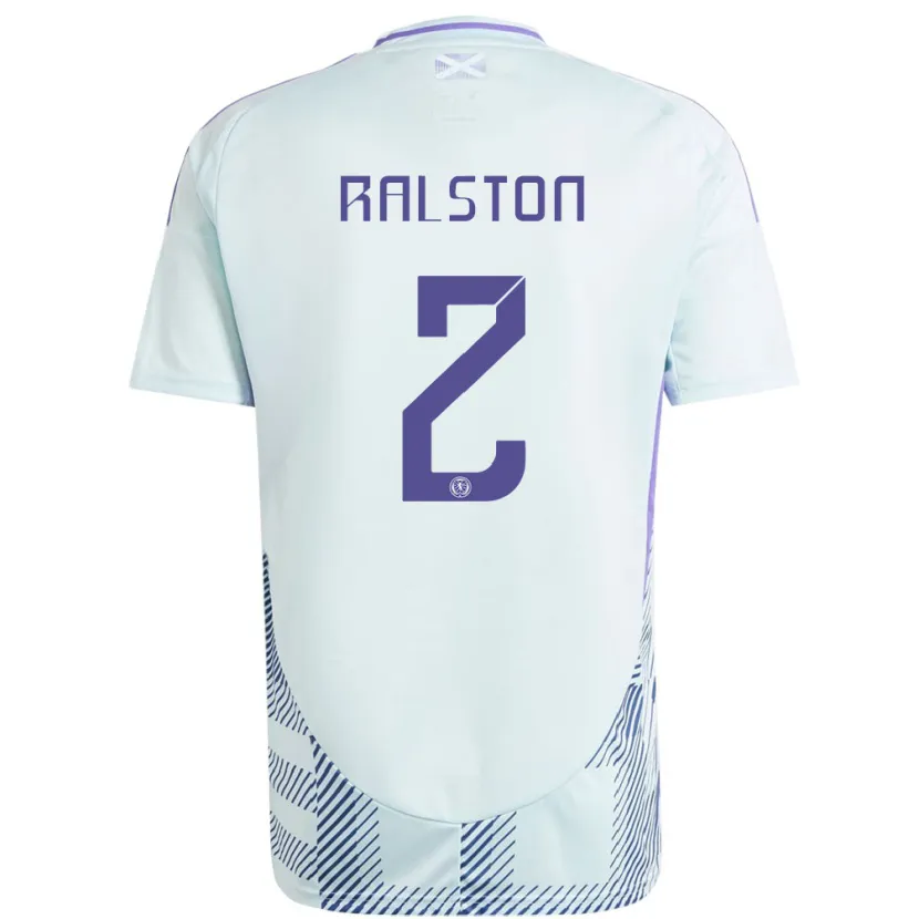 Danxen Enfant Maillot Écosse Anthony Ralston #2 Bleu Menthe Clair Tenues Extérieur 24-26 T-Shirt
