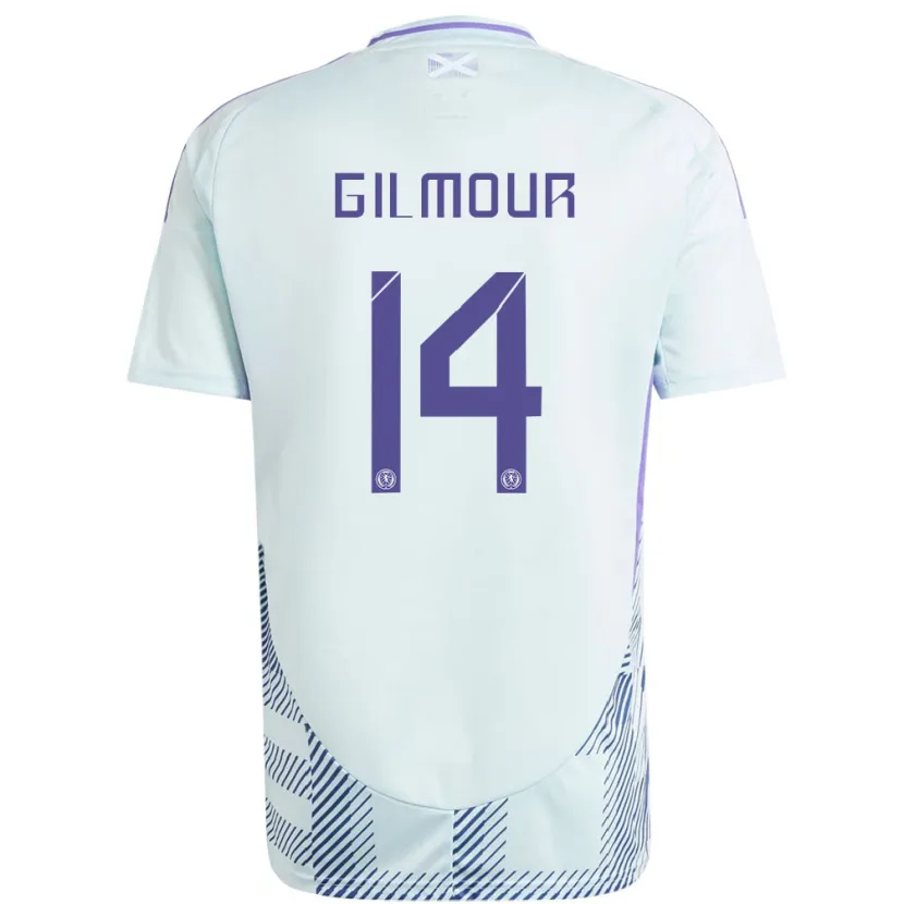 Danxen Enfant Maillot Écosse Billy Gilmour #14 Bleu Menthe Clair Tenues Extérieur 24-26 T-Shirt