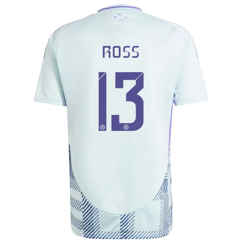 Danxen Enfant Maillot Écosse Jane Ross #13 Bleu Menthe Clair Tenues Extérieur 24-26 T-Shirt