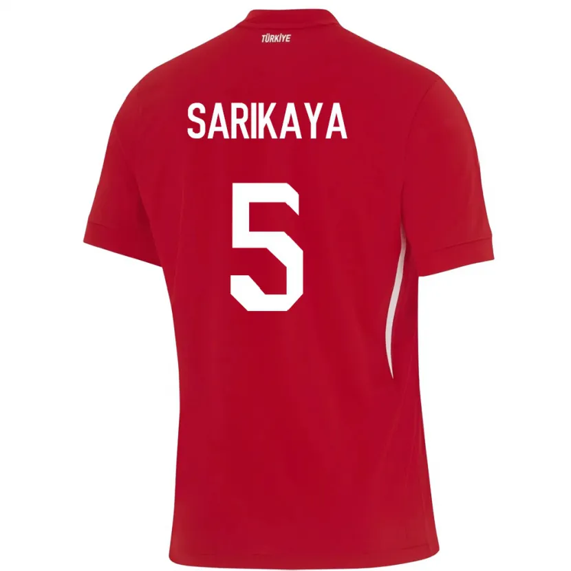 Danxen Enfant Maillot Turquie Efe Sarıkaya #5 Rouge Tenues Extérieur 24-26 T-Shirt