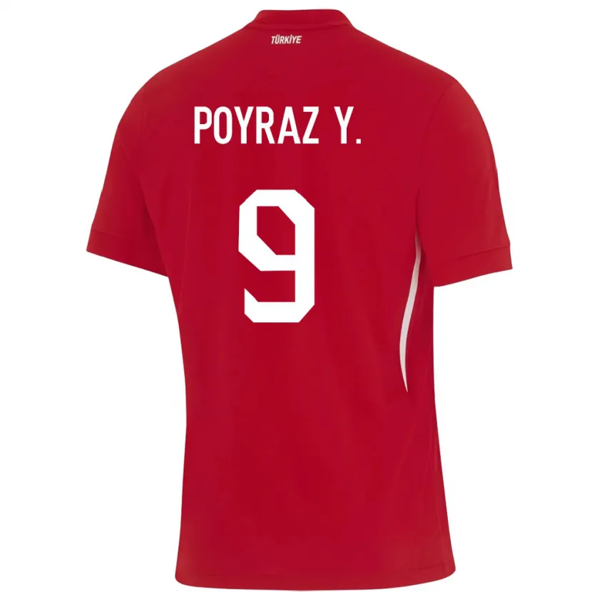 Danxen Enfant Maillot Turquie Poyraz Yıldırım #9 Rouge Tenues Extérieur 24-26 T-Shirt