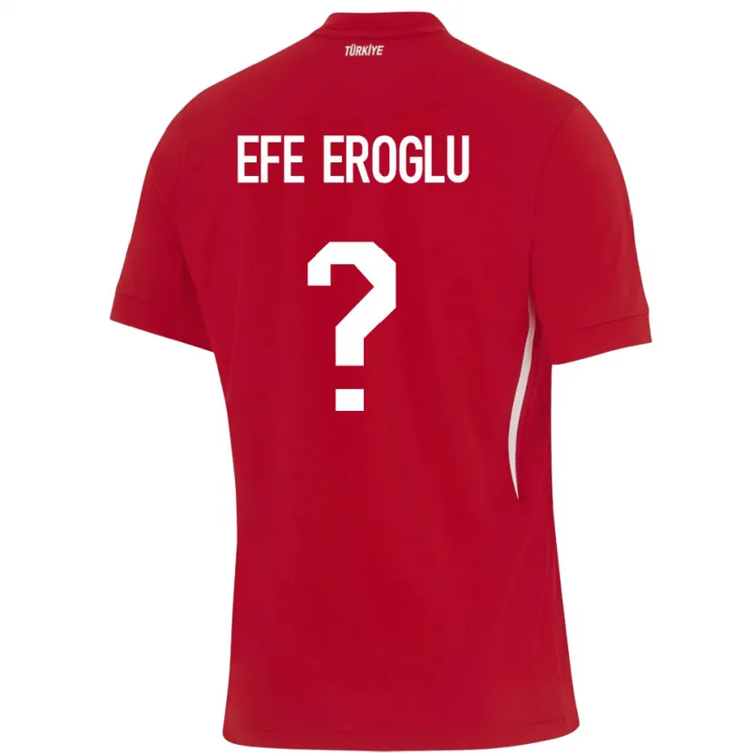 Danxen Enfant Maillot Turquie Cem Efe Eroğlu #0 Rouge Tenues Extérieur 24-26 T-Shirt