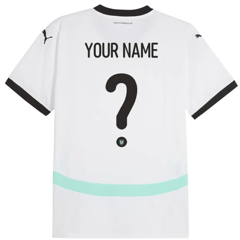 Danxen Enfant Maillot Autriche Votre Nom #0 Blanc Tenues Extérieur 24-26 T-Shirt
