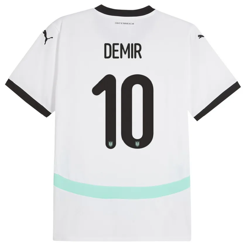 Danxen Enfant Maillot Autriche Yusuf Demir #10 Blanc Tenues Extérieur 24-26 T-Shirt