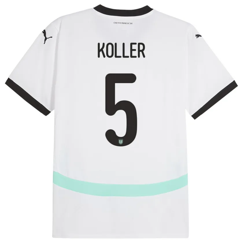 Danxen Enfant Maillot Autriche Paul Koller #5 Blanc Tenues Extérieur 24-26 T-Shirt