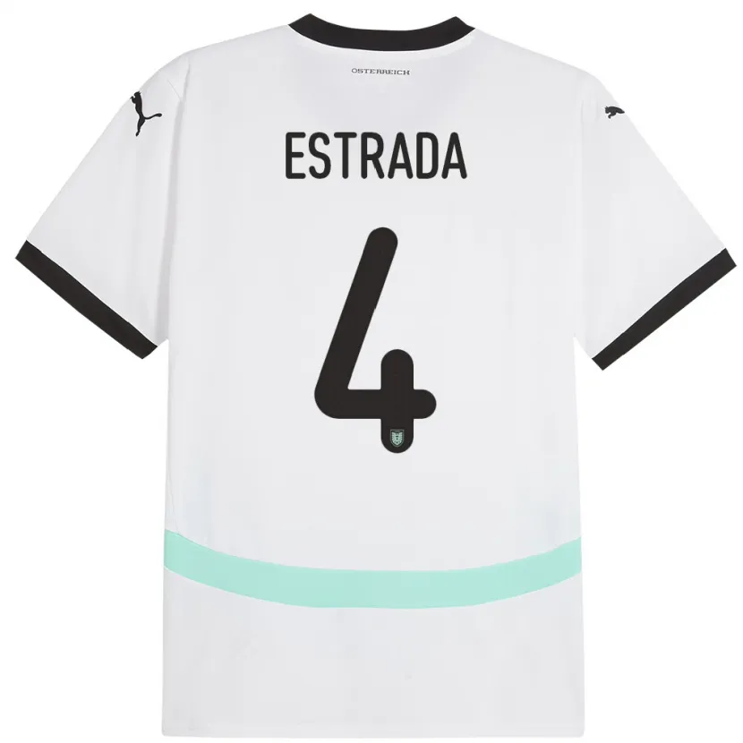 Danxen Enfant Maillot Autriche Pascal Estrada #4 Blanc Tenues Extérieur 24-26 T-Shirt