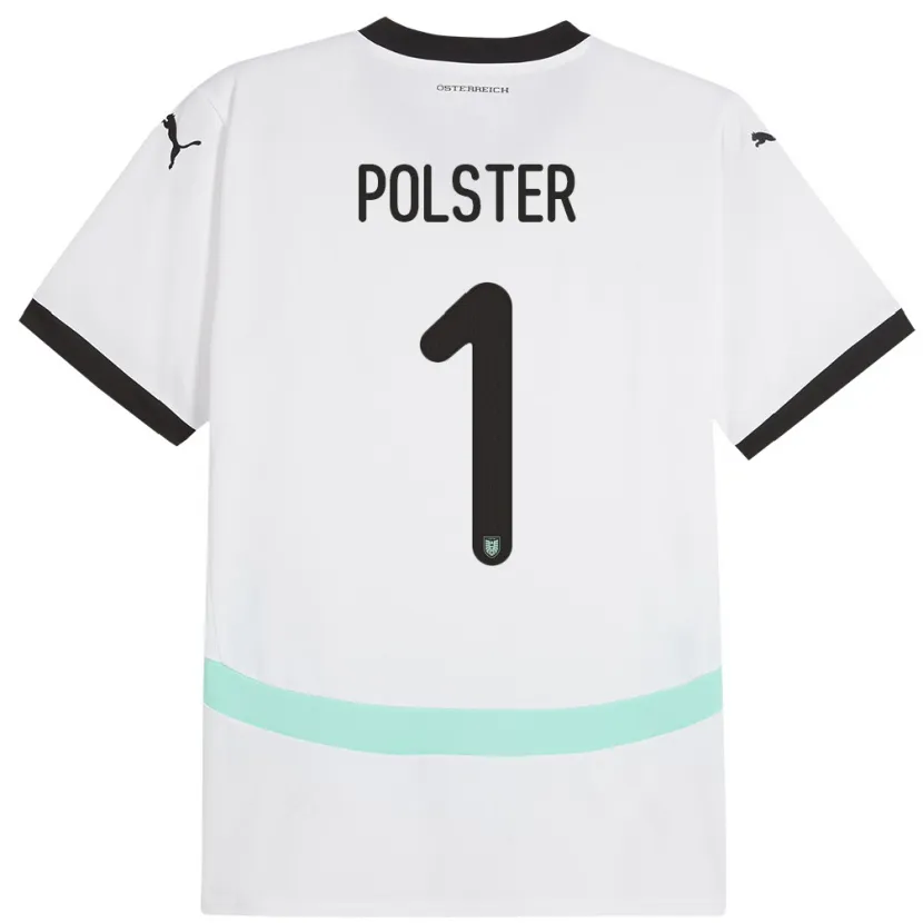 Danxen Enfant Maillot Autriche Nikolas Polster #1 Blanc Tenues Extérieur 24-26 T-Shirt