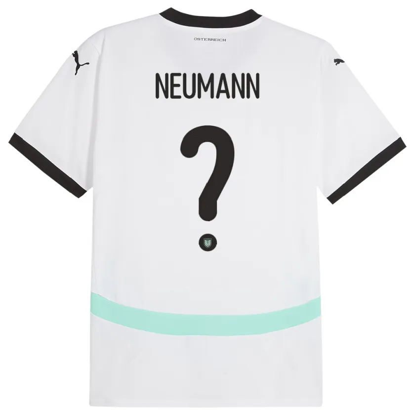 Danxen Enfant Maillot Autriche Moritz Neumann #0 Blanc Tenues Extérieur 24-26 T-Shirt