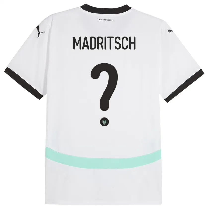 Danxen Enfant Maillot Autriche Diego Madritsch #0 Blanc Tenues Extérieur 24-26 T-Shirt