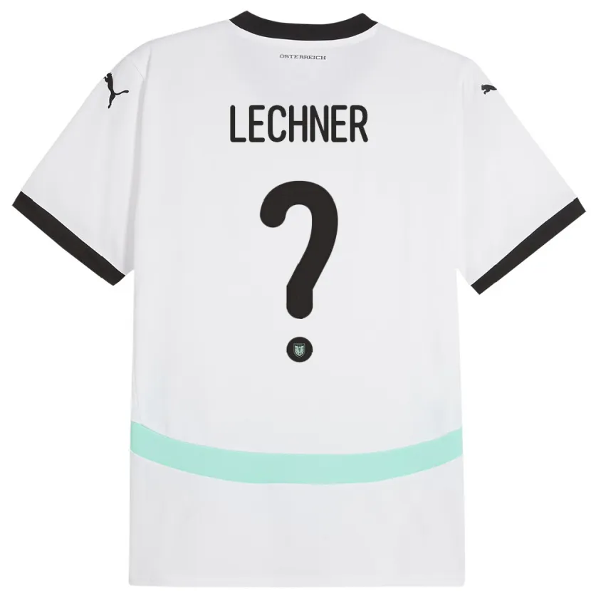 Danxen Enfant Maillot Autriche Dominik Lechner #0 Blanc Tenues Extérieur 24-26 T-Shirt