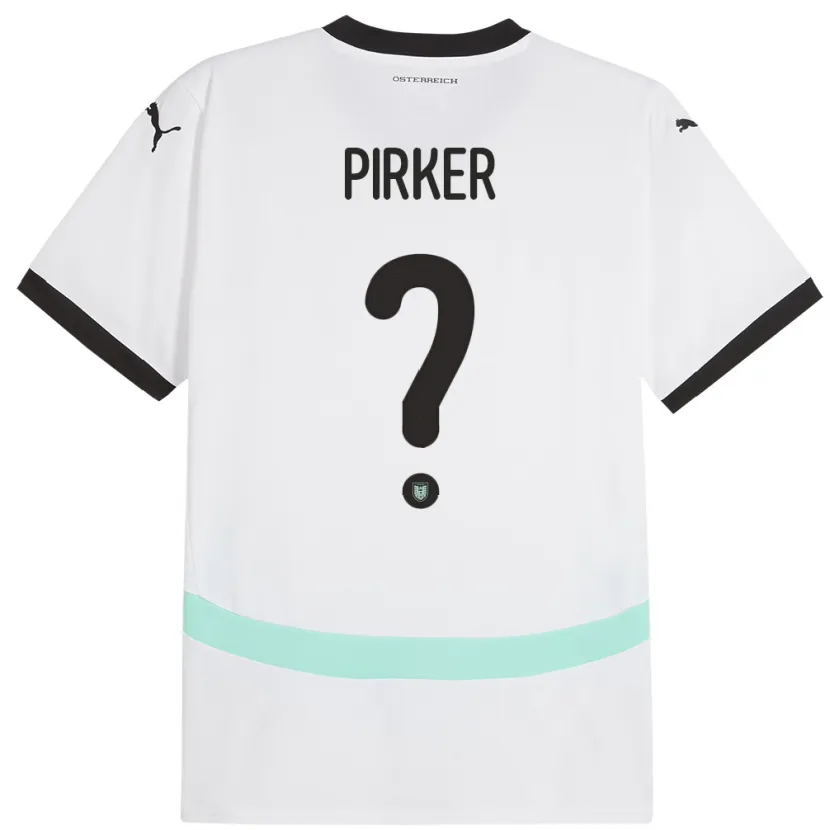 Danxen Enfant Maillot Autriche Sebastian Pirker #0 Blanc Tenues Extérieur 24-26 T-Shirt