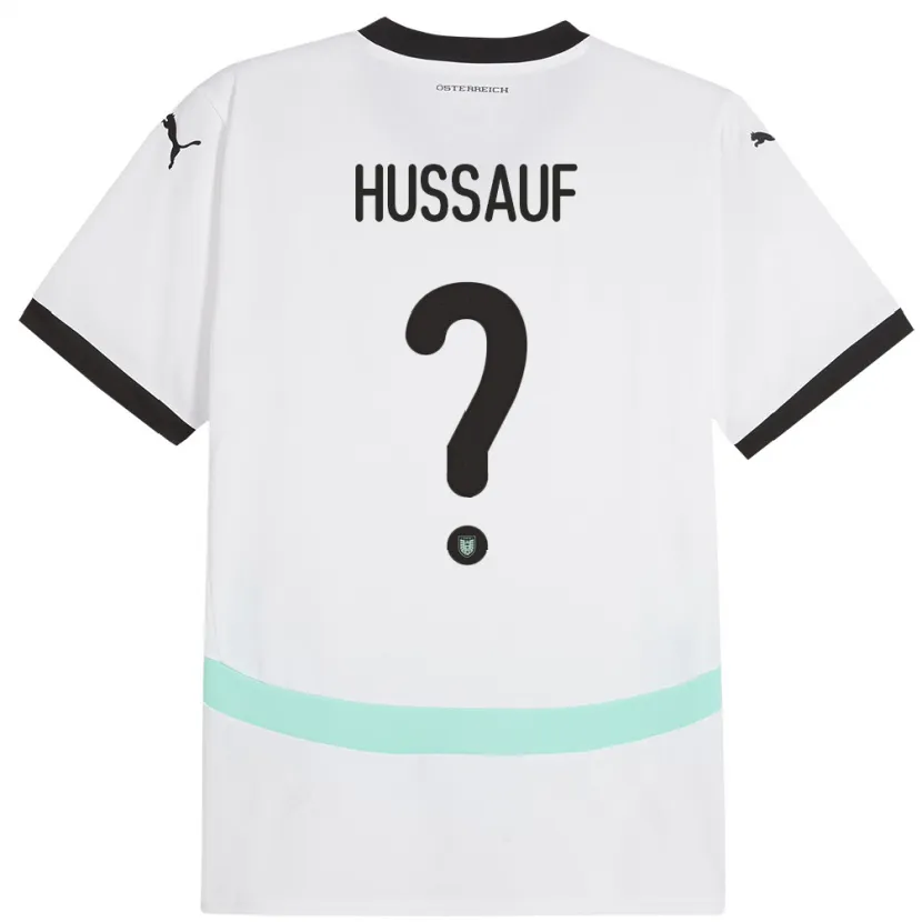 Danxen Enfant Maillot Autriche Julian Hussauf #0 Blanc Tenues Extérieur 24-26 T-Shirt