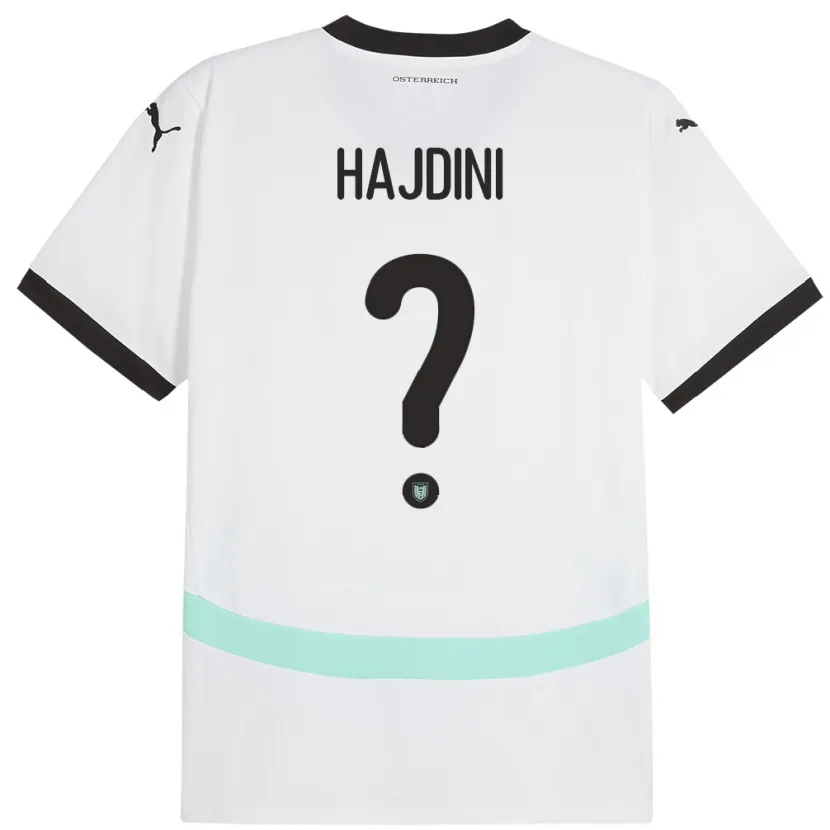 Danxen Enfant Maillot Autriche Florent Hajdini #0 Blanc Tenues Extérieur 24-26 T-Shirt