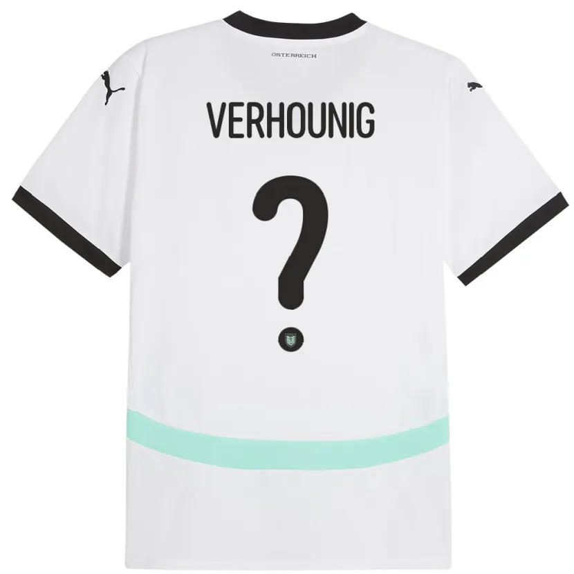 Danxen Enfant Maillot Autriche Phillip Verhounig #0 Blanc Tenues Extérieur 24-26 T-Shirt