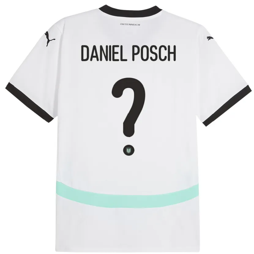 Danxen Enfant Maillot Autriche Daniel Posch #0 Blanc Tenues Extérieur 24-26 T-Shirt