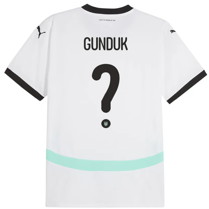 Danxen Enfant Maillot Autriche Devran Gündük #0 Blanc Tenues Extérieur 24-26 T-Shirt