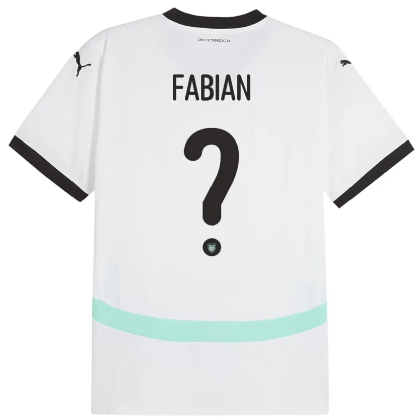 Danxen Enfant Maillot Autriche Lukas Fabian #0 Blanc Tenues Extérieur 24-26 T-Shirt
