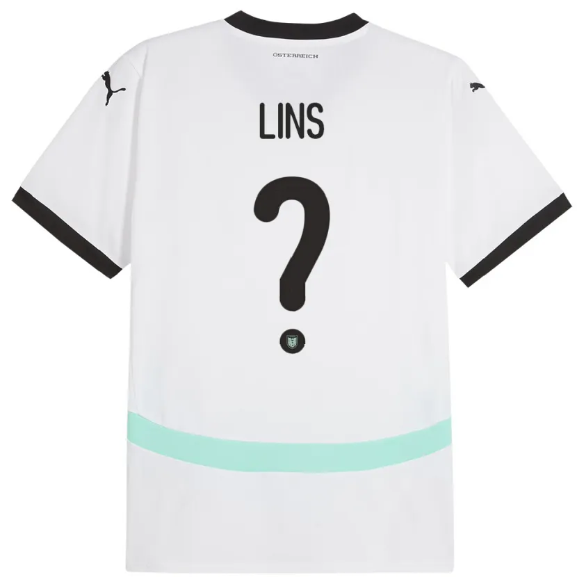 Danxen Enfant Maillot Autriche Jonas Lins #0 Blanc Tenues Extérieur 24-26 T-Shirt