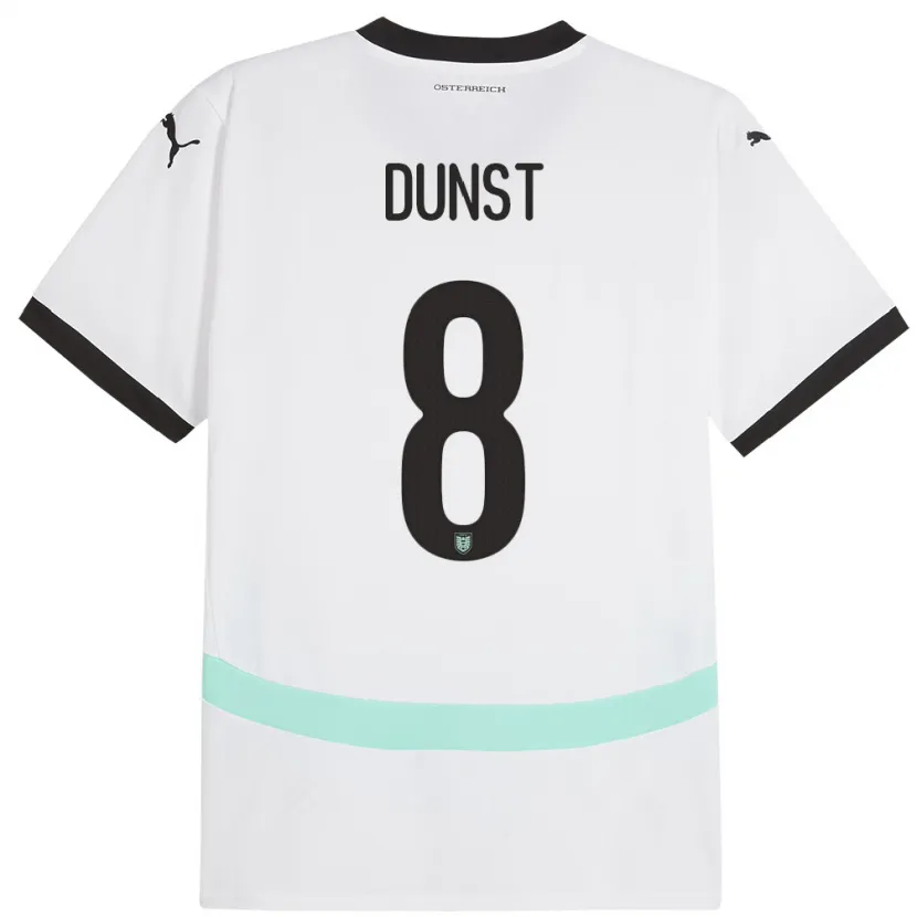 Danxen Enfant Maillot Autriche Barbara Dunst #8 Blanc Tenues Extérieur 24-26 T-Shirt