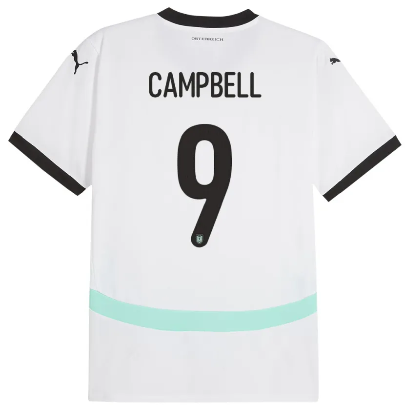 Danxen Enfant Maillot Autriche Eileen Campbell #9 Blanc Tenues Extérieur 24-26 T-Shirt