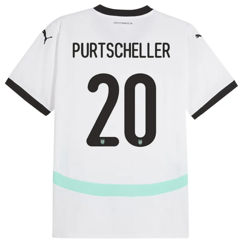 Danxen Enfant Maillot Autriche Lilli Purtscheller #20 Blanc Tenues Extérieur 24-26 T-Shirt