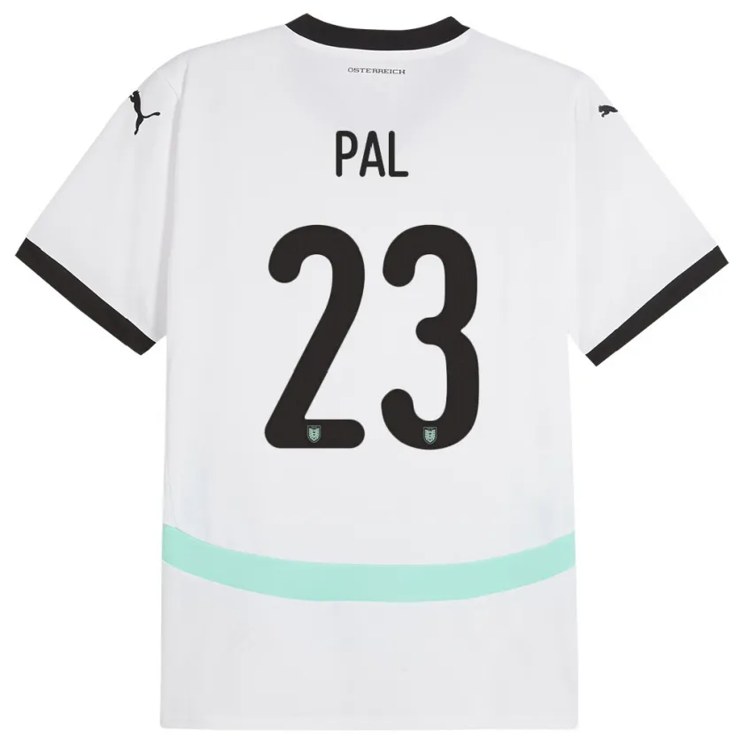 Danxen Enfant Maillot Autriche Jasmin Pal #23 Blanc Tenues Extérieur 24-26 T-Shirt