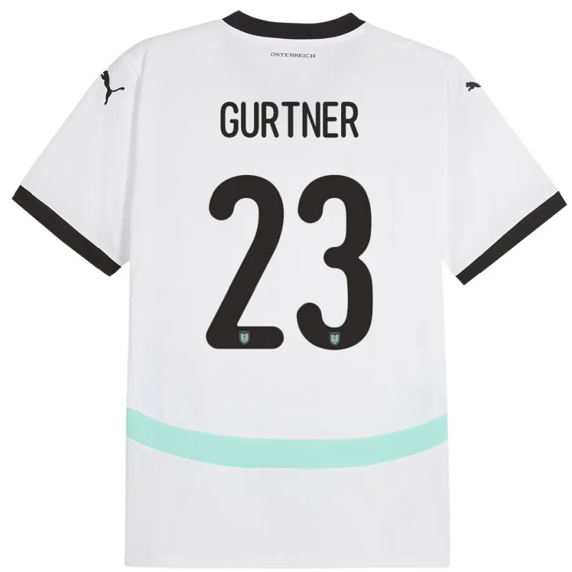 Danxen Enfant Maillot Autriche Andrea Gurtner #23 Blanc Tenues Extérieur 24-26 T-Shirt