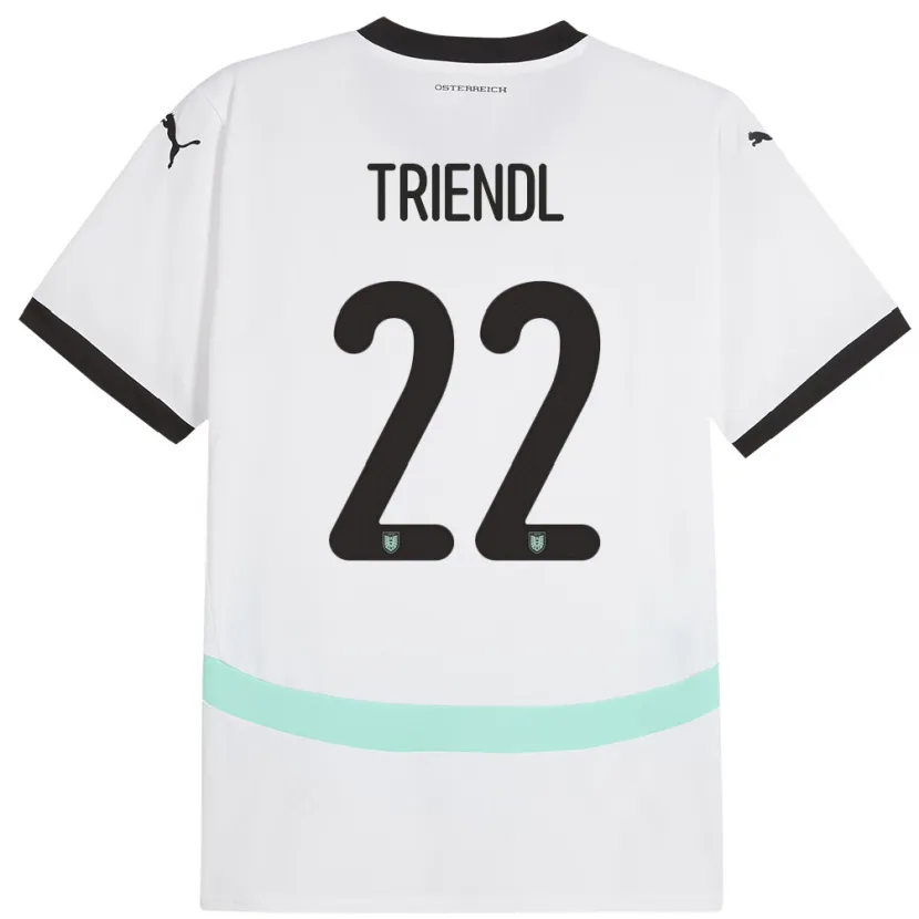 Danxen Enfant Maillot Autriche Lena Triendl #22 Blanc Tenues Extérieur 24-26 T-Shirt