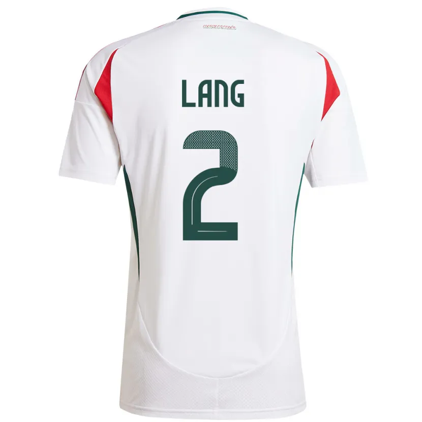 Danxen Enfant Maillot Hongrie Ádám Lang #2 Blanc Tenues Extérieur 24-26 T-Shirt