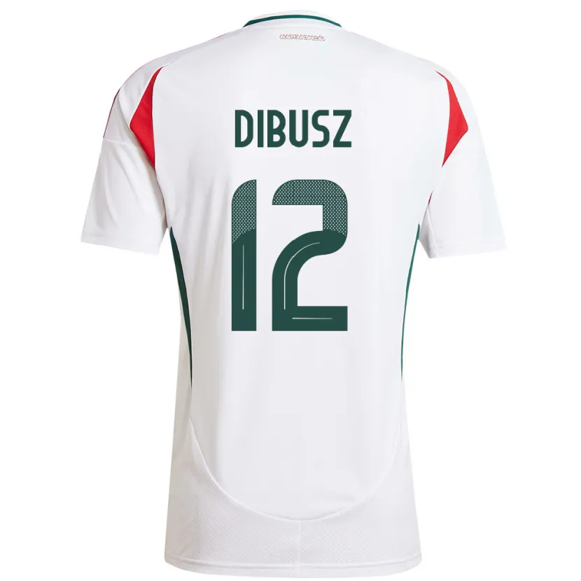 Danxen Enfant Maillot Hongrie Dénes Dibusz #12 Blanc Tenues Extérieur 24-26 T-Shirt