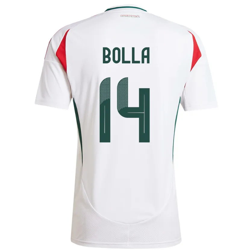 Danxen Enfant Maillot Hongrie Bendegúz Bolla #14 Blanc Tenues Extérieur 24-26 T-Shirt