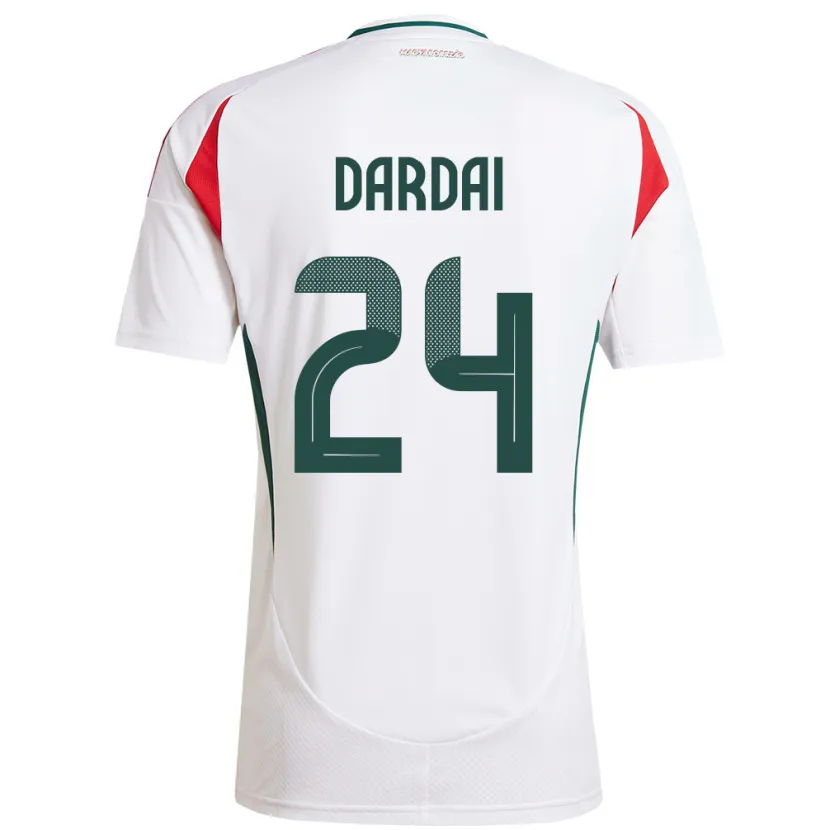 Danxen Enfant Maillot Hongrie Márton Dárdai #24 Blanc Tenues Extérieur 24-26 T-Shirt