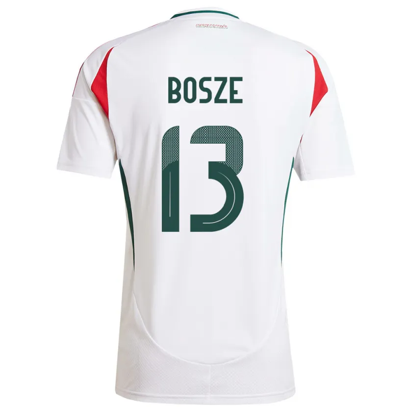 Danxen Enfant Maillot Hongrie Levente Bősze #13 Blanc Tenues Extérieur 24-26 T-Shirt