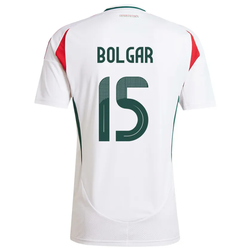 Danxen Enfant Maillot Hongrie Botond Bolgár #15 Blanc Tenues Extérieur 24-26 T-Shirt