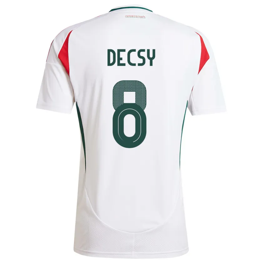 Danxen Enfant Maillot Hongrie Ádám Décsy #8 Blanc Tenues Extérieur 24-26 T-Shirt