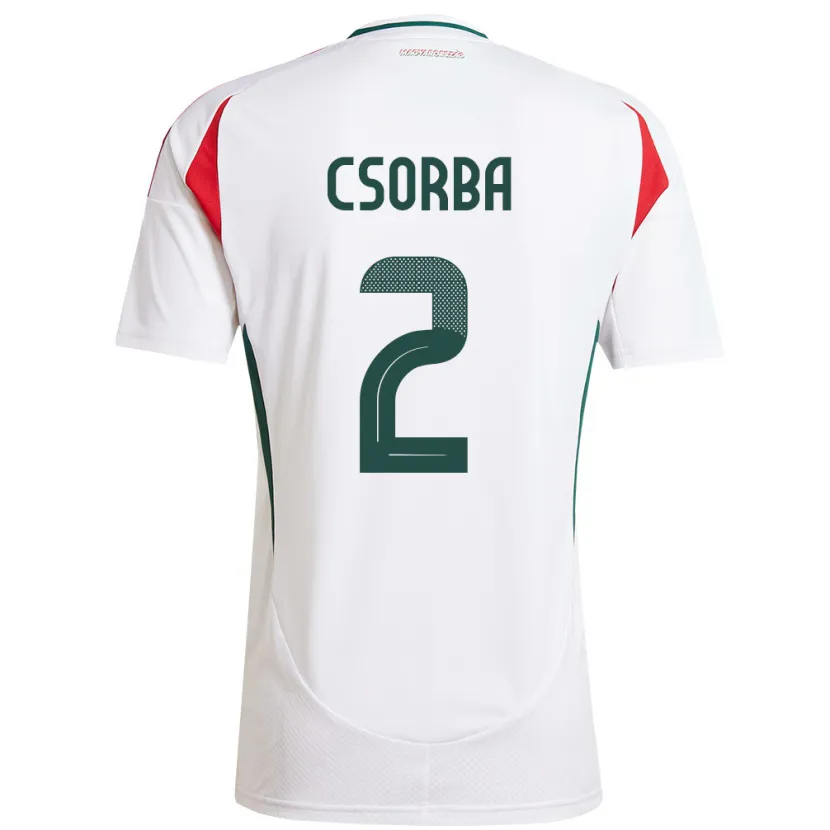Danxen Enfant Maillot Hongrie Dominik Csorba #2 Blanc Tenues Extérieur 24-26 T-Shirt