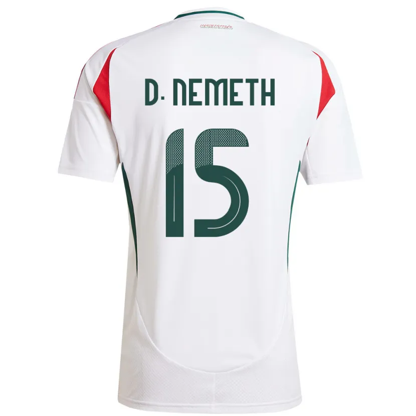 Danxen Enfant Maillot Hongrie Diana Németh #15 Blanc Tenues Extérieur 24-26 T-Shirt